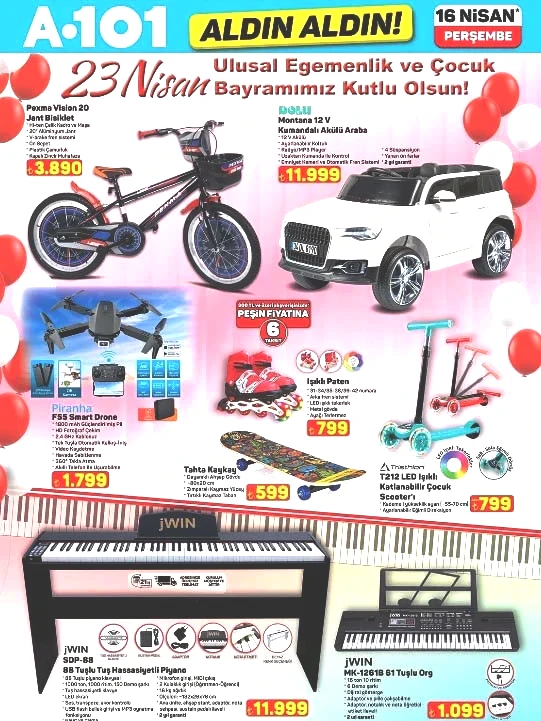 A101 ALDIN ALDIN AFİŞİ BU HAFTA 16 NİSAN 2026 || A101 aktüel kataloğu Perşembe indirimleri neler, hangi ürünler var Yeni A101 broşürü ile drone, akülü araba, scooter, ışıklı paten, kamp sandalyesi, piyano geliyor...